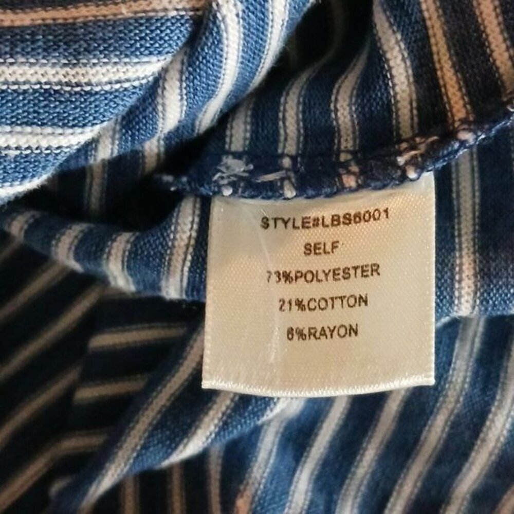Lucky Brand Womens XS Blue White Stripe Cold Shoulder Ruffle Top Summer Casual - Picture 8 of 8